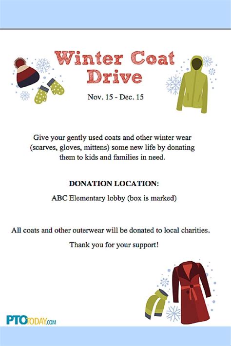 Winter Coat Drive Flyer | Coat drive, School volunteer, Student council