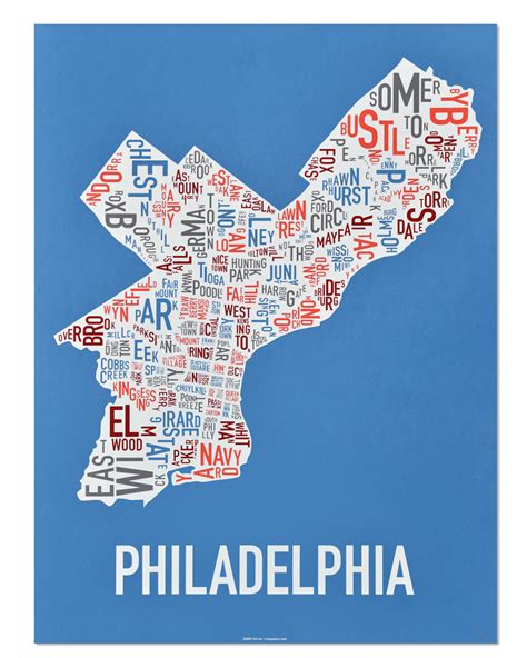 Philadelphia Neighborhood Map 18" x 24" Multi-Color Screenprint