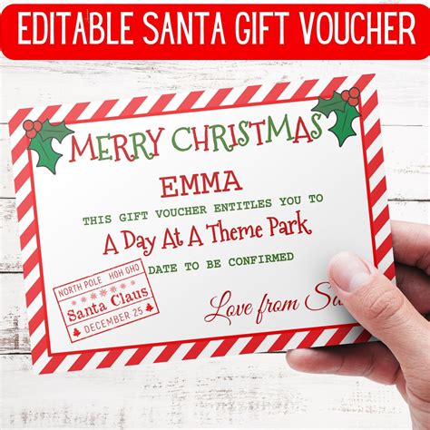 Christmas Gift Voucher Template : Editable Voucher Christmas - Etsy