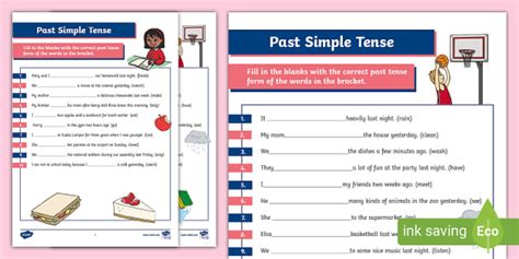 Latihan Bahasa Inggeris Past Simple Tense Worksheet - Twinkl