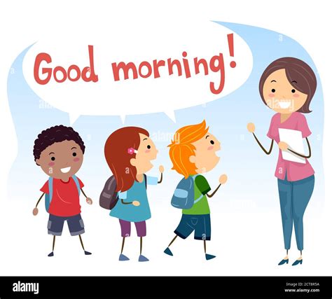 Elementary student greeting teacher Cut Out Stock Images & Pictures - Alamy