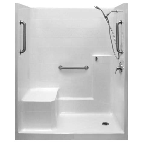 Ella Classic-SA 33 in. x 60 in. x 77 in. 1-Piece Low Threshold Shower ...