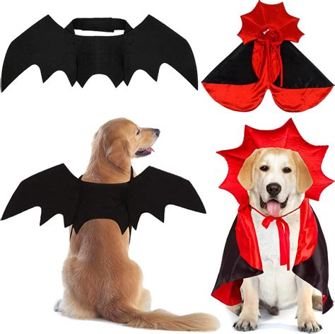 Amazon.com : 2 Pack Dog Bat Costume and Dog Vampire Cape, Pet Halloween ...