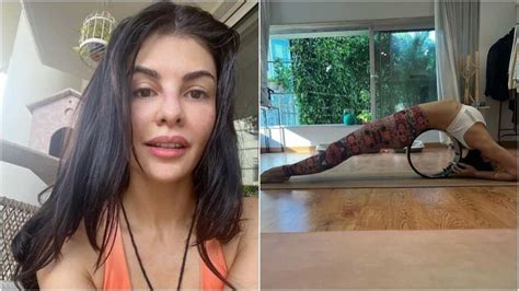 Jacqueline Fernandez begins week with full-body stretches and no-makeup ...