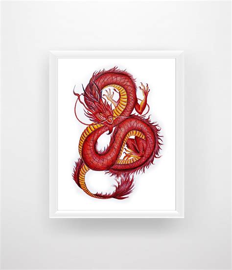 Chinese Dragon Art Print Chinese Dragon Drawing Chinese - Etsy