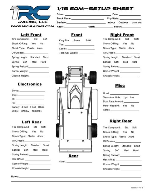 Printable Race Car Setup Sheets - Printable Templates