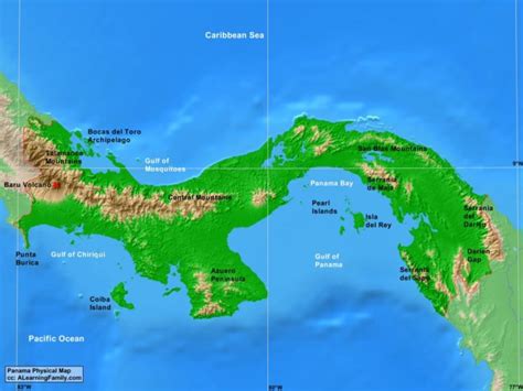 Panama Physical Map - A Learning Family