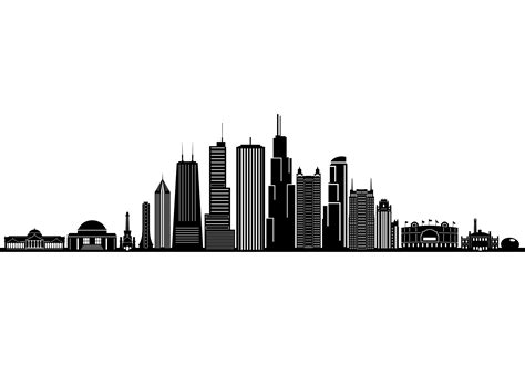 Chicago Skyline Silhouette Outline