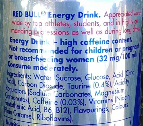 Red Bull Label Ingredients