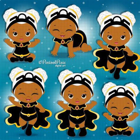 African American X-men baby girl costume clipart African | Etsy