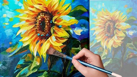 Easy flowers / Acrylic painting/ how to paint Sunflower /아크릴화 /tutorial ...