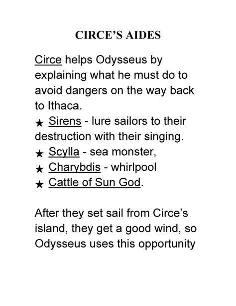 Olivia Montag - Circe assistance to Odysseus - CIRCE’S AIDES Circe ...