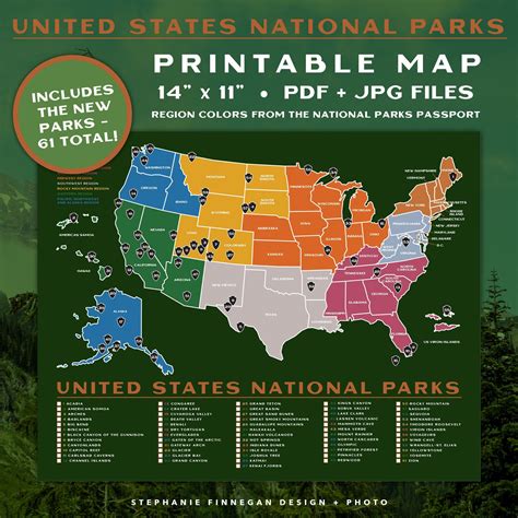 Free Printable National Parks Map Web Find A National Park Service Map ...