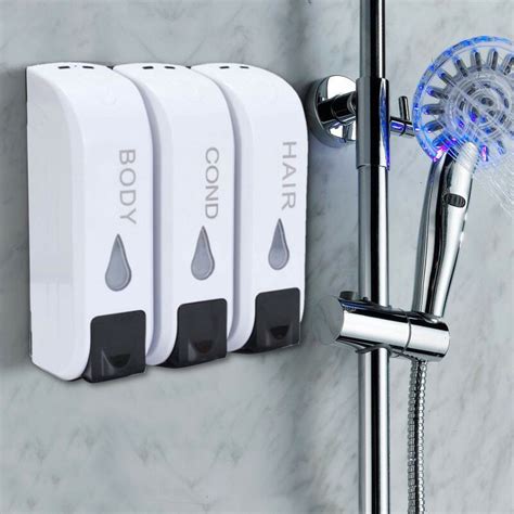 Wall-mounted Bath Soap Shampoo Dispenser Wall Mount Shower Liquid Soap ...