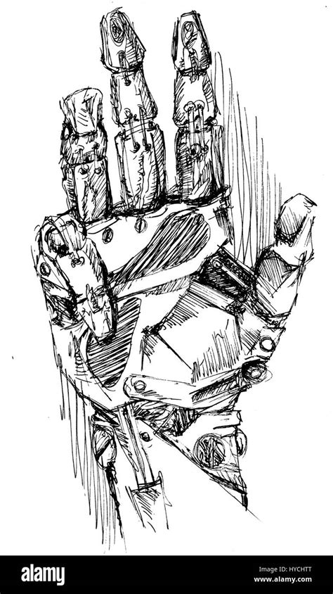 Robotic arm sketch drawing Stock Photo - Alamy