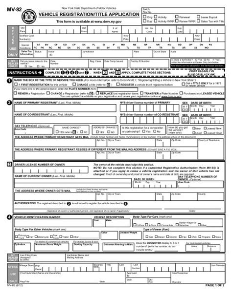 Nys Dmv Motor Vehicle Registration Form | Webmotor.org