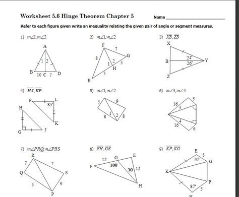 Hinge Theorem Worksheet - Printable Word Searches