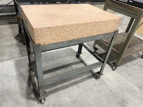 STARRETT Crystal Pink Granite Surface Plate on Steel Base, 24" x 36" x ...