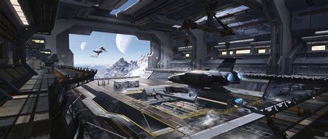 Digital Art Artwork Illustration Science Fiction Hangar Spaceship ...