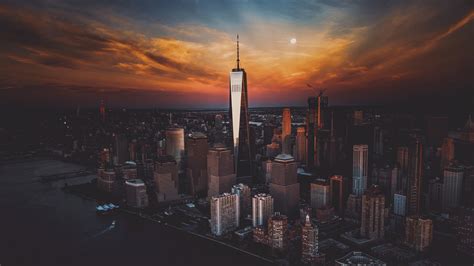 New York City Skyscraper Buildings at Sunset Wallpaper, HD City 4K ...