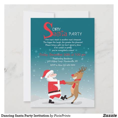 Dancing Santa Party Invitation | Zazzle | Dancing santa, Party ...