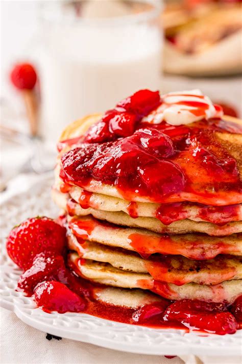 Strawberry Pancakes Recipe with Strawberry Sauce - Sugar and Soul