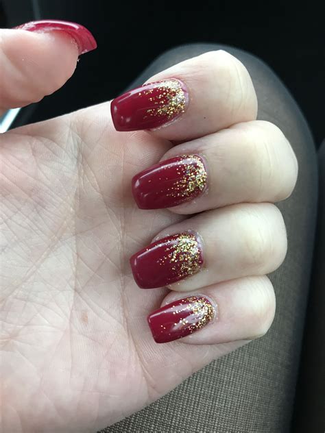 Get Ready To Shine With Red And Gold Nails