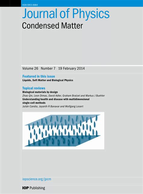 (PDF) Cover page Journal of Physics Condensed Matter Volume 26 Number 7 ...