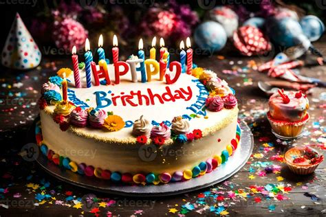 happy birthday cake wallpaper. AI-Generated 33766166 Stock Photo at ...