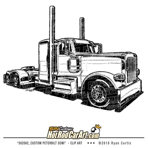 Custom Peterbilt Semi Tractor - Clip Art | Custom peterbilt, Peterbilt ...