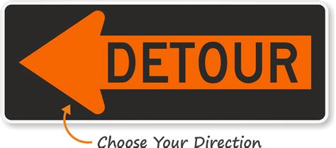 Detour Inside Left Arrow Sign - M4-10L, SKU: X-M4-10L