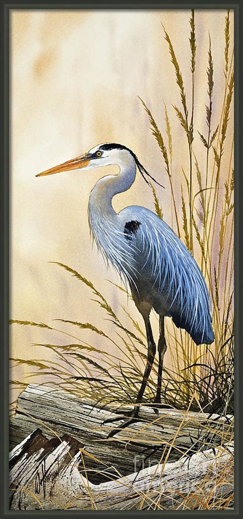 Blue Herons Bright Shore Art Print by James Williamson | Heron art ...