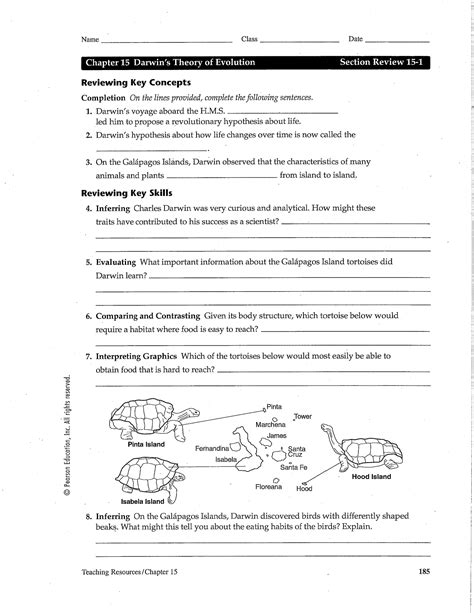 Evolution Natural Selection And Speciation Skills Worksheet Answers ...