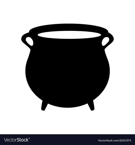 Empty witch cauldron pot silhouette isolated Vector Image