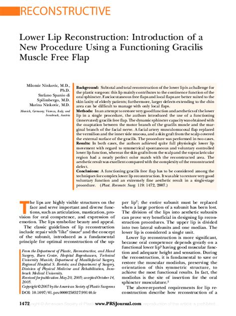 (PDF) Lower Lip Reconstruction: Introduction of a New Procedure Using a ...