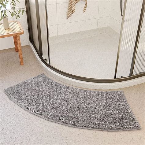 FUYILIFE Quadrant Curved Bath Mat, Microfibre Corner Shower Mats Non ...