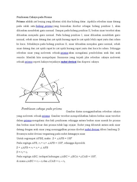 Pembiasan Cahaya Pada Prisma | PDF