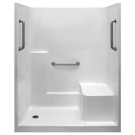 Ella Classic 33 in. x 60 in. x 77 in. 1-Piece Low Threshold Shower ...