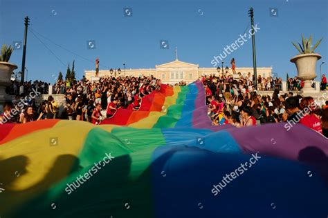 Rainbow Flag Seen During Pride Parade Editorial Stock Photo - Stock ...