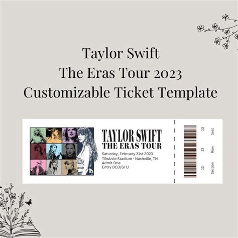 Taylor Swift The Eras Tour 2023 Plantilla de entrada - Etsy España