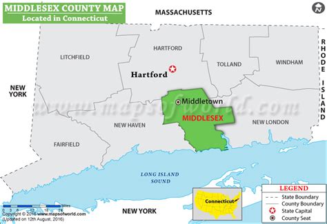 Middlesex County Map, Connecticut