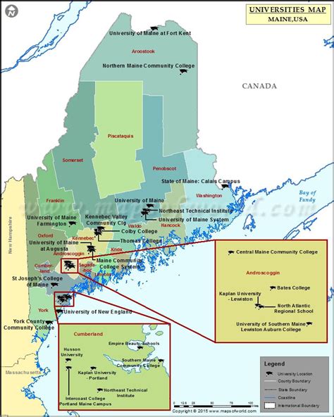 List of Universities in Maine, Map of Maine Universities and Colleges