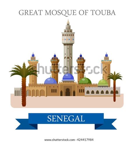 Great Mosque Touba Senegal Flat Cartoon Stock Vector (Royalty Free ...