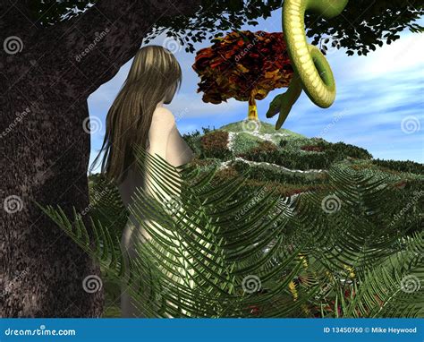 Serpent Tempts Eve In The Garden Of Eden Stock Photo - Image: 13450760