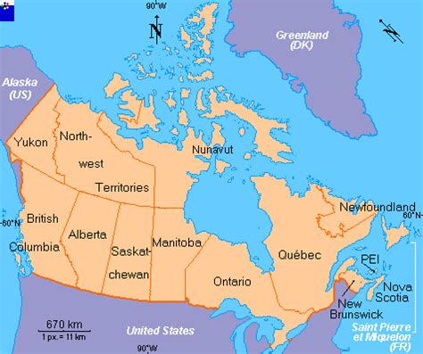 Clickable map of Canada