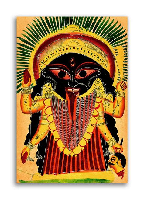 Kalighat Canvas Paintings - Maa Bhadra Kali Indian Art - Rolled Canvas ...