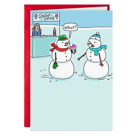 Snowman Eating a Snow Cone Funny Christmas Card | Funny christmas cards ...