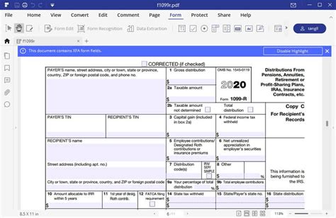 Fillable Form 1099 R - Printable Forms Free Online