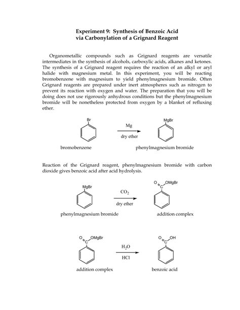 Experiment 9: Synthesis of Benzoic Acid