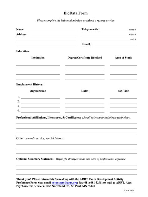 Biodata Form – Fill Online, Printable, Fillable, Blank inside Free Bio ...